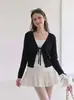 Cárdigan fino de protección solar para mujer, chal pequeño, cobertura de verano para usar sobre un vestido tipo camisola, chaqueta fina de punto