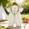 Macacão Curto de Verão Fino para Bebê com Manga Curta, Costura Única Sem Costura, Estampa de Desenho Animado, Roupa de Exterior de Verão para Bebês, Macacão 73-90 #