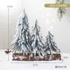 Arreglo de escritorio pequeño de Pe Scene de cedro Decoraciones navideñas de moda Adornos Árbol de Navidad Mini nevada flockada