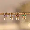 Plata S925 chapada en oro de 18 quilates, incrustada con circonita de colores, pendientes básicos exquisitos para el día a día, pendientes de lujo ligero estilo ins
