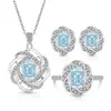 Venta caliente de transmisión en vivo: Flor de Hielo de Piedra Preciosa Colorida Corte Diamante de Alto Carbono Conjunto Estrella Cósmica con Baño de Oro Real - Anillo, Pendientes, Collar, Colgante