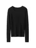 35 Tejido de Cachemira de Manga Larga Otoño Invierno Nuevo Top Versátil Cuello Redondo Estilo Coreano Capa Base Adelgazante Ropa Interior