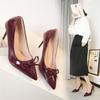 Sapatos Femininos Bico Fino Salto Agulha Outono 2025 Nova Moda Slip-On Salto Alto Elegante Profissional Salto Alto