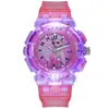 Reloj para niños de estudiante nuevo al por mayor de plástico de princesa de hielo y nieve dibujos animados luminosos comercio electrónico transfronterizo generación