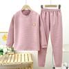 Ropa interior térmica de terciopelo alemán para niños, invierno, forro polar, engrosada, sin costuras, calentamiento rápido, conjunto de pijamas base para niños y niñas, ropa para el hogar