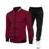 Sudadera Transfronteriza 2025 Sudadera Bloque de Color Traje Sudadera Traje Casual para Hombre con Capucha Vellón de Abeto Conjunto de Dos Piezas Fabricante Venta al por Mayor