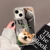 Funda de espejo para teléfono con cachorro lindo Adecuada para iPhone 17 Pro Max, Botones galvanizados para iPhone 16, iPhone 14, iPhone 15