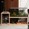Soporte de Madera Maciza para Acuario Soporte para Flores Integrado de Pie para Sala de Estar Combinación Alto-Bajo Base para Acuario Estante de Almacenamiento Multicapa de Alta Resistencia