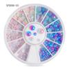 Jóias de unhas prego fundo plano cor mágica liga em forma de diamante branco ab strass jóias 12 grade plataforma giratória atacado