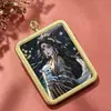 Novo Pingente Dourado Rose Raposa de Nove Caudas Raposa Imortal Mulher Titânio Banhado a Ouro Caixa Thangka Pingente Thangka Pintado à Mão