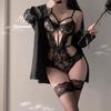 Roupa íntima sexy Pure Desire Sexy Royal Sister Temptation Lace Hollow Perspective Non-stripping conjoined Purple Passion terno tamanho grande