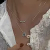 Collar con Colgante de Cristal Azul Inspirado en el Diseño para Mujer, Fresco y Sencillo, Gargantilla Clavicular de Cadena de Moda de Gama Alta