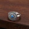 Anillo mantra retro de seis palabras de plata s925 para hombre y mujer, joyería de diseño original, abierto, giratorio, anillo de pareja de plata tailandesa