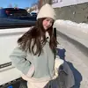 Chaqueta Corta de Terciopelo Compuesto de Gamuza de Invierno con Alpaca para Mujer Forrada de Polar Engrosada Cálida y Dulce Estilo Coreano Chaqueta Exterior Superior
