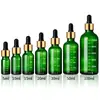 Botella gotero de 30 ml con punta de goma para dispensar aceite esencial, botella gotero con veta de madera, botella de vidrio verde de 15 ml con gotero de escala serigrafiado