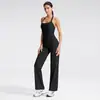Top Regata Decote Halter Costas Nuas com Calça Reta Solta para Mulheres, Calças de Treino Emagrecedoras, Conjunto de Calças de Yoga com Sensação de Segunda Pele para Mulheres
