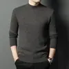 Suéter grueso de color liso para invierno para hombres Puyuan, para hombres de mediana edad y jóvenes, suéter engrosado 100% lana pura con cuello medio alto, ropa para hombre