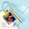 Juego de Reglas Juego de Cuatro Piezas 20cm Regla para Estudiante de Primaria Regla Triangular Transportador Bolsa Juego de Reglas Multifuncional Venta al por Mayor