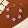 Pulseira de Trevo de Cinco Folhas Dopamina Dupla Face Versão Alta Transfronteiriça Luxo Leve Simples Senso Avançado 18k Não Desbota Cor Joga