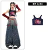 Disfraces de Jazz para Niñas Crop Tops de Pasarela Traje de Jeans con Estampado de Leopardo Ropa de Performance Street Girl Street Dance Verano