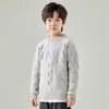 Suéter 100% lana pura para niños, suéter para niños, camiseta base gruesa de color liso para niñas, tejido de lana para niños mayores