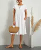 2026 Amazon Aliexpress Producto Nuevo Transfronterizo Europeo y Americano Vestido de Color Sólido sin Mangas Holgado de Algodón y Lino con Bolsillos en Stock