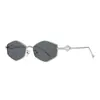 Novos Óculos de Sol Poligonais com Acabamento de Luxo, Óculos de Sol Pequenos de Metal para Mulheres, Óculos de Sol com Armação de Metal, Óculos da Moda