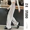 Pantalones azul marino de pierna ancha para mujer, estilo primavera y otoño, pantalones rectos casuales de corte ajustado, pantalones de chándal deportivos, pantalones banana relajados estilo coreano