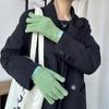 Guantes de punto de lana de color sólido para mujer, de cinco dedos, gruesos, cálidos, con dedos adicionales, para pantalla táctil, de lana antifrío, para ciclismo y conducción en otoño e invierno.