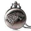 Reloj de bolsillo retro de bronce con diseño de lobo grande, de moda transfronteriza, el más vendido, reloj de bolsillo con diseño de lobo de hielo, una generación de cabello