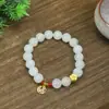 Pulsera de Jadeíta Natural del Tianshan de 10 mm para Mujer, Pulsera Sencilla y Única de Perlas de Jadeíta, Moda y Lujo Ligero de Perlas de Jadeíta del Tianshan