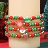 Enfeites de Natal Argila Macia Cristal Pulseira de Natal Conjunto de 12 Pulseiras Empilhadas Papai Noel Pulseira com Letras em Inglês
