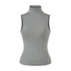 Colete Sexy de Gola Alta sem Mangas Estilo Europeu e Americano, Nova Moda Primavera Versátil Slim-Fit Cor Sólida Camada Interna Top para Mulheres