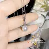Versa Diana Pingente de Pérola de Água Doce Imitação Natural Colar de Contas Redondas Pequenas Mori de Alto Brilho Corrente para Clavícula
