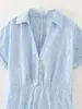 Vestido Chemise Feminino de Verão 2024 Estilo Europeu e Americano com Bordado Vazado 3439