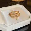 Anillo de apertura geométrica multicapa de circón nicho ins de alta gama anillo de dedo Joker nuevo para el trabajo anillos de dedo al por mayor