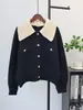 Cardigan de Lã de Malha de Alta Qualidade Estilo Europeu, Lado Duplo, Novo Outono/Inverno 2026, Casaco Suéter Casual Versátil de Caimento Solto para Mulheres