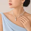 Collar de Perlas de Doble Capa de Lujo Ligero Estilo Francés para Mujer, Colgante con Cierre Ot de Diseño Exclusivo, Cadena para Clavícula, Accesorio de Cuello de Gama Alta
