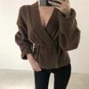 Suéter cárdigan de punto con cuello en V y red infrarroja para otoño e invierno, chaqueta corta con diseño de nicho Sense para mujer