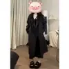 Abrigo de Lana Negro para Mujer, Chaqueta de Lana, Nuevo Estilo Otoño e Invierno 2025, Estilo Hepburn Petite, Estilo Coreano