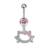 Fabricantes Transfronterizos Europeos y Americanos Cabeza de Gato de Dibujos Animados Linda Anillo para el Ombligo Invertido de 1.6X10Mm Anillo para el Ombligo de Acero Inoxidable Clavo para el Ombligo