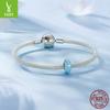 Abalorio de plata de ley 925 con forma de estrella de ensueño, cuentas de silicona, color azul, para pulsera, accesorios de bricolaje