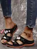 Sandalias Bordadas de Suela Gruesa de Gran Tamaño Europeas y Americanas Transfronterizas 2023, Zapatos de Mujer Cómodos y Versátiles, Forma de Zapato Ancho, Transpirables, Rojos