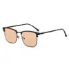 Gafas de Sol Cuadradas de Media Montura Moda Europea y Americana Unisex Metal de Alta Gama Retro Gafas de Sol Transfronterizas de Caballero