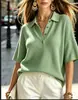 Nueva Camisa Polo de Punto Waffle Suelta de Manga Corta para Mujer Verano 2026, Estilo Europeo y Americano, Top Casual Versátil de Color Sólido