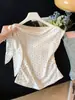 Top de Alça Única com Bolinhas Brancas Estilo Desejo Puro para Mulheres, Pequeno Top de Verão com Laço na Cintura e Barra Rodada