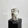 Jarrón de Cerámica, Adornos de Arreglo Floral de Segunda Mano, Recipiente para Flores de Entrada de Sala de Estar de Gama Alta y Nicho, Jarrón Estilo Wabi-Sabi, Adornos de Cerámica