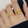 Nuevo Anillo Colgante de Flor de Iris Cruzada con Circonita de Estilo Minimalista Retro de Nicho para Mujer, Anillo Abierto Versátil de Gama Alta para Mujer