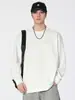Ropa de Hombre Fengshe / Camiseta de Manga Larga para Hombre con Bordado de Letras, Cuello Redondo, Corte Holgado, Estilo Retro Japonés, Nueva Colección de Primavera