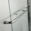 Cuarto de Ducha con Mampara de Cristal Templado de Línea Recta para Separación Seca y Húmeda, Baño con Marco de Acero Inoxidable, Cuarto de Ducha de Línea Recta